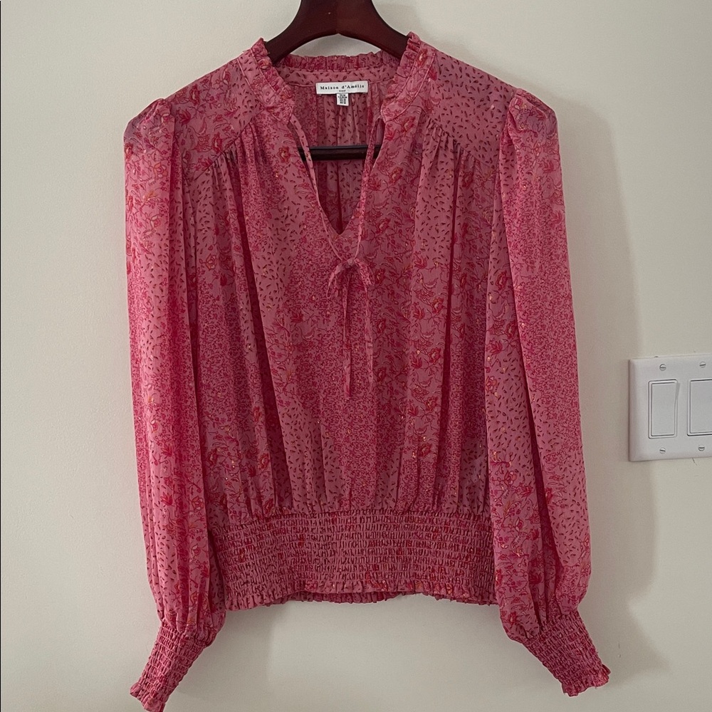 Chic Pink Floral Blouse